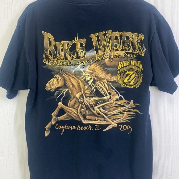 Jerzees - Vintage Daytona Beach Bike Week 2015 Black Skull Shirt Size Large - Picture 10 of 12
